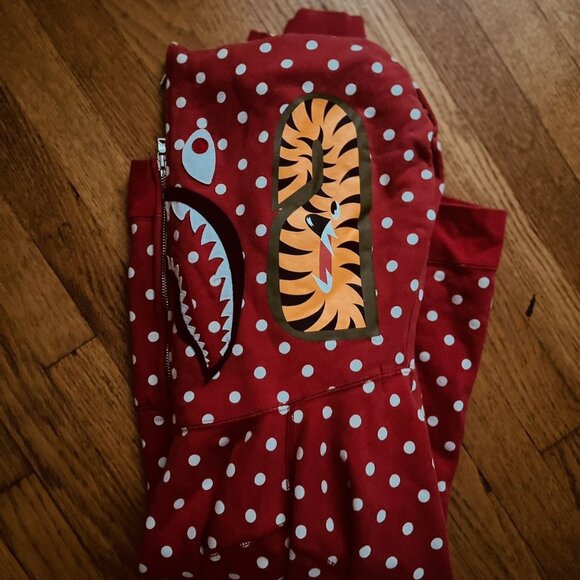 OG BAPE RED POLKA DOT SHARK ZIP UP - Picture 3 of 11
